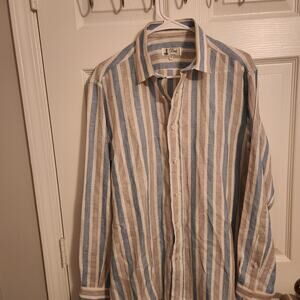Dea POSITANO size large 100% linen rustic tone shirt made in Italy EXCELLENT CON